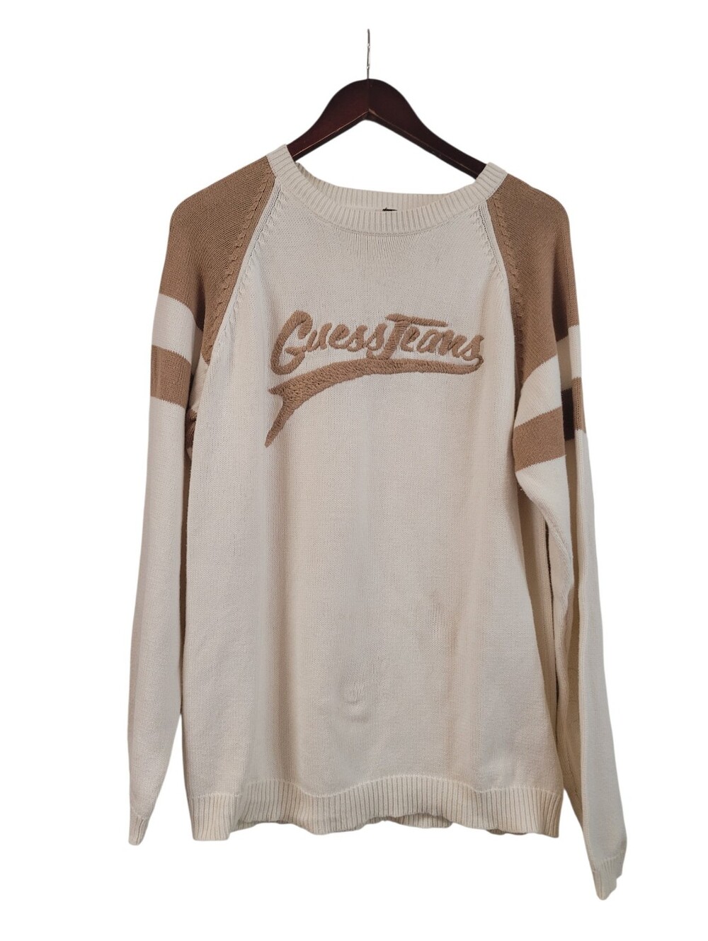 Vintage Guess Jeans Sweater Men's Large Made In Australia Heavy Cotton Cream
